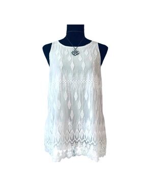 ALFANI ~ Women’s quality sleeveless zipper back lined embroidered top size S